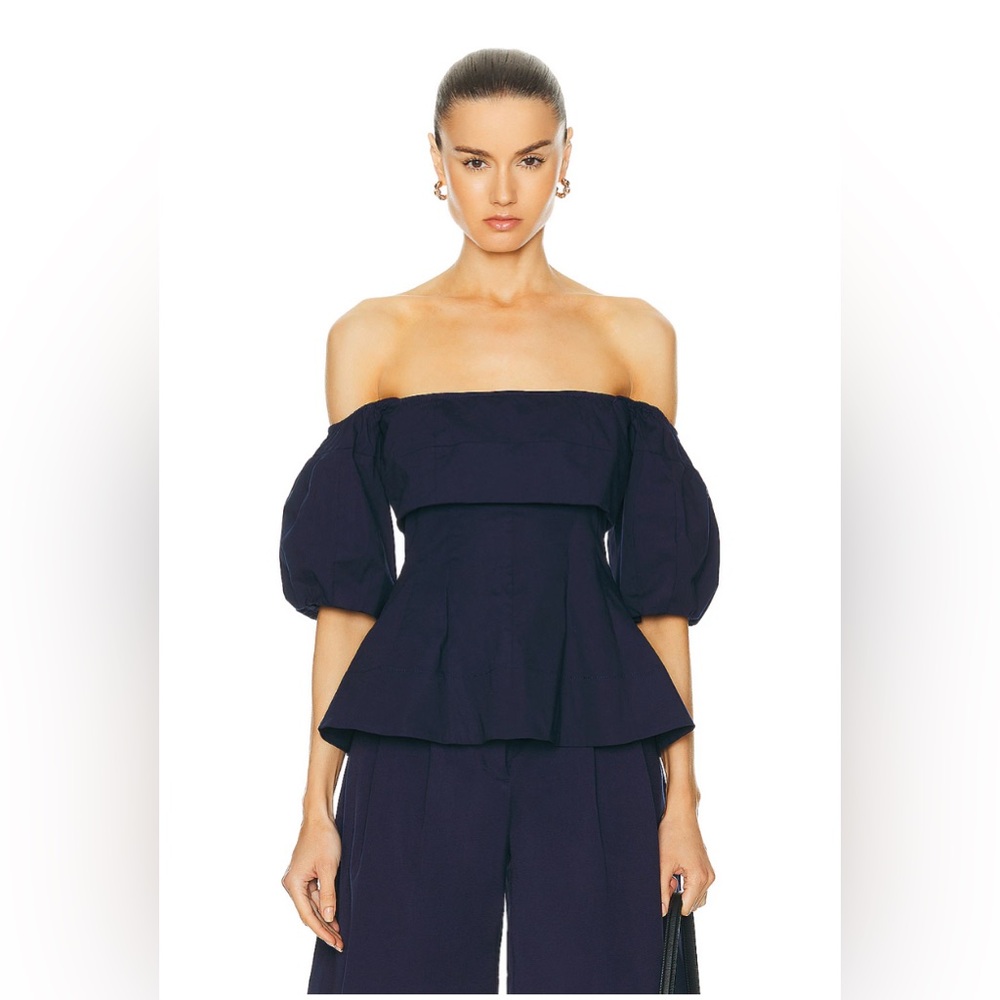 STAUD Navy Off-Shoulder Blouse